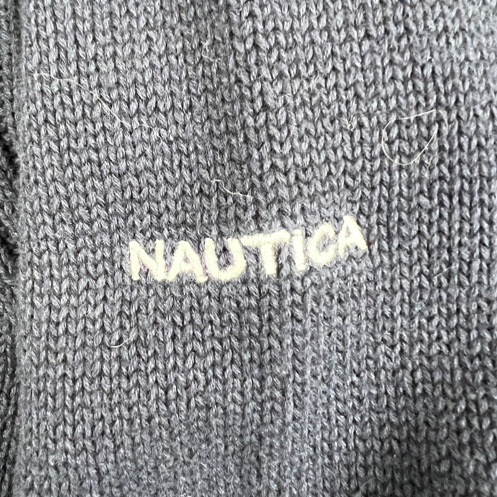 Nautica Mens‎ XL Navy Blue Cotton Knit Sweater American Flag Sail Graphic VTG - Picture 4 of 10